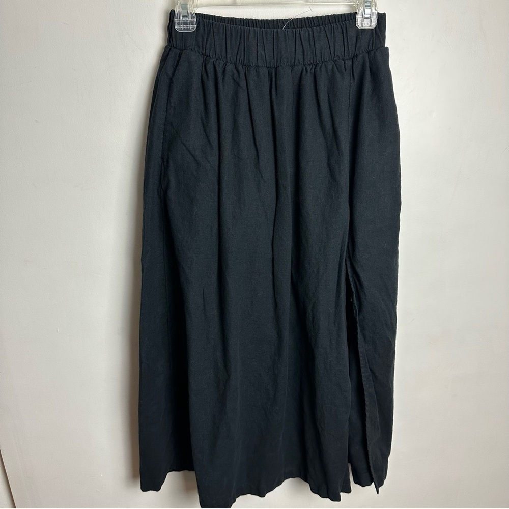 Abercrombie & Fitch high slit linen maxi skirt Women's Small Petite black